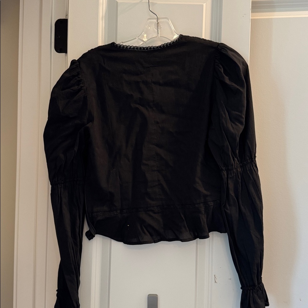 Reformation Meadowlark Black Lace Detail Blouse Never Worn. Too big for me - Picture 3 of 4
